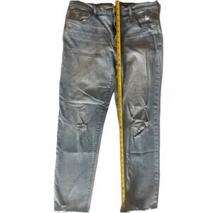 Gap Women's Girlfriend Mid-Rise Stretch 32/14 Denim Blue Jeans Distressed